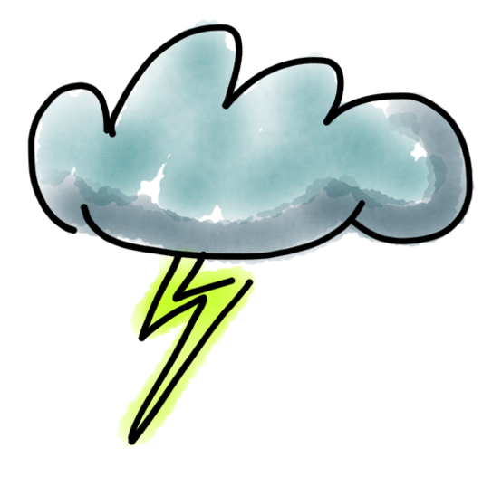 Zeichnung: Gewitterwolke mit Blitz
